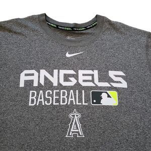 Nike Dri-Fit Angels Baseball Center Swoosh Sz Medium Mens Gray Athletic T-Shirt